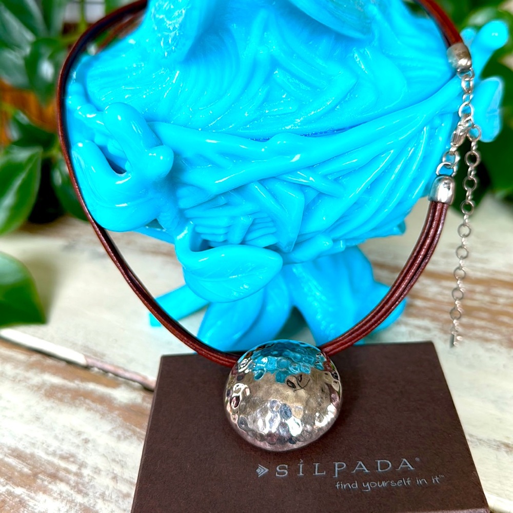 Silpada Sterling/cord necklace sold as 1 piece.
